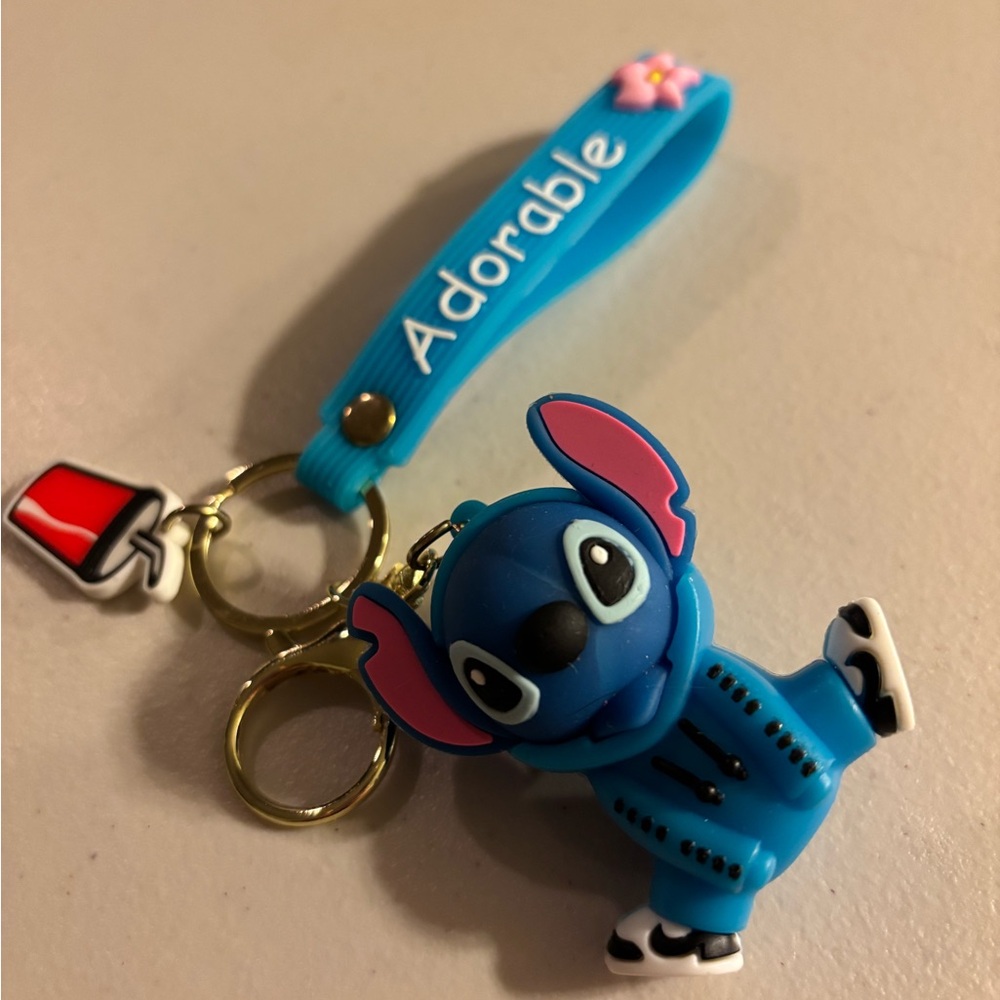 Disney Blue and Pink Stitch Keychain